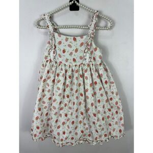 Joie Strawberries Raspberries Fruit Floral Sleeveless Ruffle Dress Summer 8